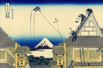  Katsushika Lienzo - Tienda mitsui en la calle suruga en edo japonés Katsushika Hokusai